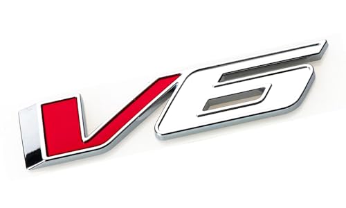 Image of 1pc V6 Emblem Fit for 2017-2021 Truck Badge 3D Nameplate Sticker 23349280 (Silver Red)