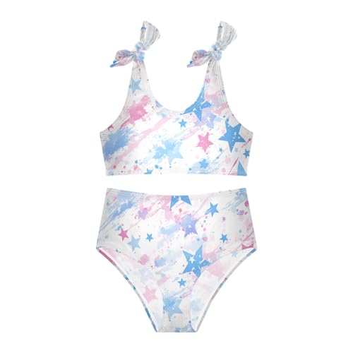4th July American Independence Day Watercolor Girl Two Piece Kids Bikini Set Quick-Dry Swimsuit Swimwear Adjustable3
