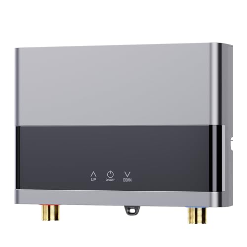 Genérico Calentador De Agua Instantáneo, Calentador De Agua De Alta Potencia De 6kw, Diseño Sin Tanque De Acero Inoxidable, Uso Dual para Cocina Y Baño (6000w Grey)