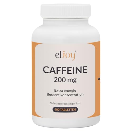 Koffein Tabletten 200 mg 400 Tabletten Koffein Tabletten hochdosiert Für Wachheit Fokus & Aufmerksamkeit Schnelle Einnahme Ohne Zusatzstoffe EU Herstellung ElJoy