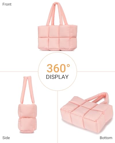 Image of Herald Puffer Tote Bag for Women, Large Quilted Puffy Handbag Lightweight Satchel Purse with Cup Holder & Compartment