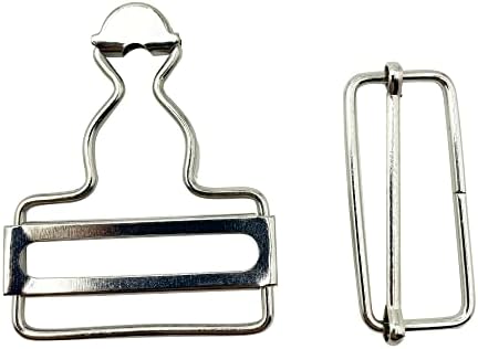 SYSOLYWIN 6 Sets Overall Suspender Dungaree Buckles with Rectangle Slider, 2 inch Wide Bottom Silver A2259