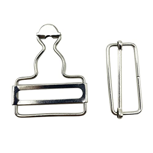 Sysolywin 6 Sets Overall Suspender Dungaree Buckles With Rectangle Slider, 2 Inch Wide Bottom Silver A2259 #TOP3