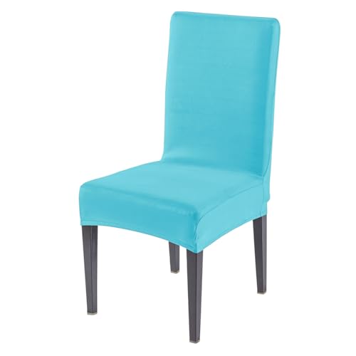 Image of HOKIPO 'SereneSolids' Stretchable 140 GSM Dining Chair Cover, Fully Covered - Set of 1, Sky Blue (AR-6246-SBL)