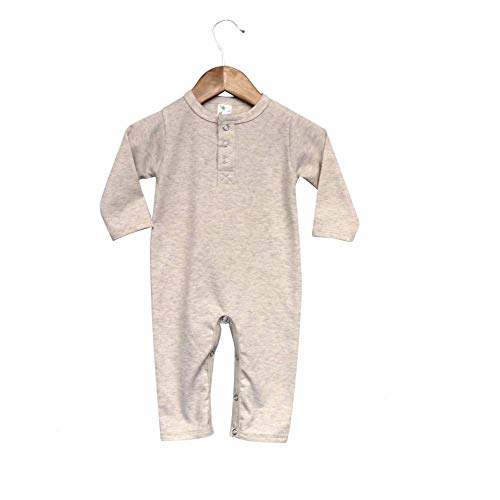 Laughing Giraffe Baby Long Sleeve Henley Long Johns Jumpsuit Oatmeal (3-6 Months-3404)