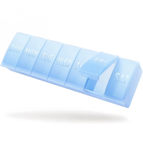 Image of Barhon Large Weekly Pill Organizer, Big Vitamin Organizer Case for 7 Day, Travel Medicine Pill Box to Hold Various Supplements and Fish Oil, Sky Blue