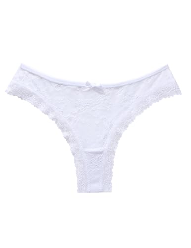 Image of Murimia Sexy Seamless Thongs for Women Lace Underwear Breathable Low Rise T-Back Panties