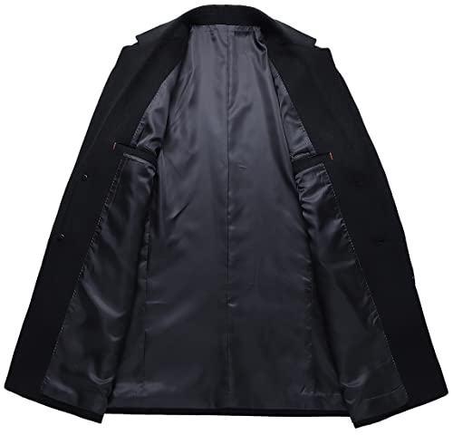 Image of chouyatou Men's Mid-Length Single Breasted Wool Blend Top Coat (Small, Notch-Black)