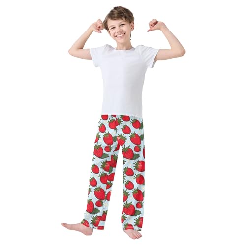 Strawberry Long Pajama Pants Elastic Waist PJ Bottoms with Pockets S A1122483