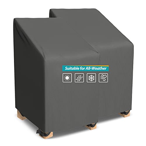 Patio Watcher 100% Waterproof Patio Lounge Chair Cover, Durable Outdoor Lawn Patio Furniture Covers - Grey -Stackable-25.5"L X 35.5"D X 45"H-2Pack #TOP5