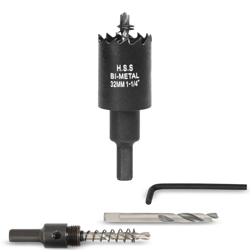 VIKITON 1-1/4 inch Hole Saw for Wood, Metal, Plastic & Drywall, with Arbor
