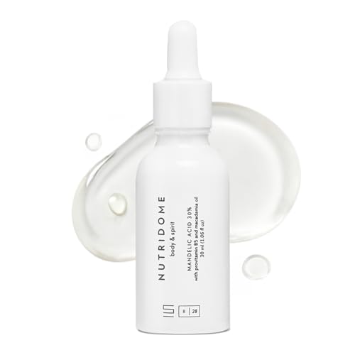 Nutridome Sérum con 30% de ácido mandélico, provitamina B5 y aceite de macadamia, suero facial para exfoliar y renovar la piel, 30 ml
