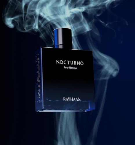Image of Rayhaan Nocturno Pour Homme Eau de Parfum for Men 100ml Long Lasting Luxury Night Fragrance Elegant Black Blue Glass Bottle