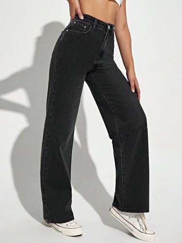 Image of TOPLOT Women's Jeans | High Rise Waist Design | Baggy Fit Style with Relaxed Silhouette | Trendy Look with Comfortable Wear | Easy Styling for Everyday Fashion | Casual, Streetwear (5204)