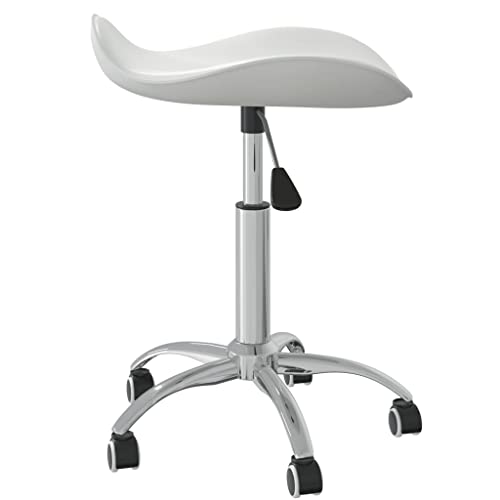 vidaXL Friseur Rollhocker Drehbar Höhenverstellbar Arbeitshocker Friseurhocker Drehhocker Praxishocker Kosmetikhocker Weiß Kunstleder