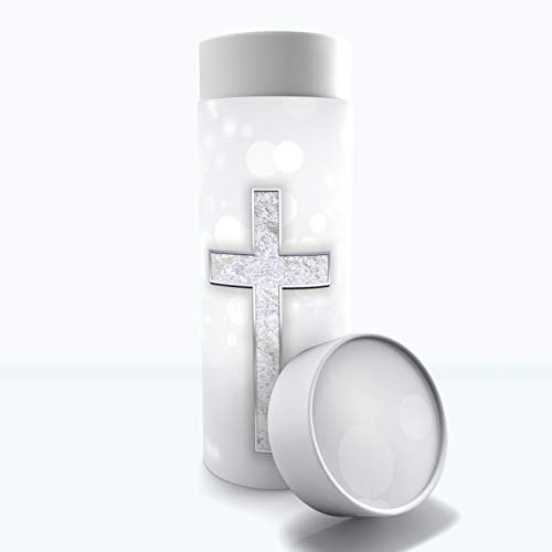 Image of Silver Cross Scattering Tubes for Human Ashes TSA Approved Scattering Urn and Eco-Friendly Biodegradable Urns for Human Ashes & Biodegradable Urn for Burial at Sea