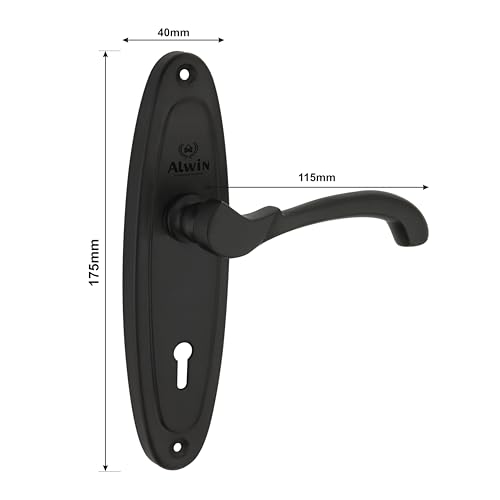 Image of Alwin Rio 7 Inch Iron Mortise Lockset, Matt Black Finish, Single Action Lock with 2 Keys, Used in Left /Right Handed Doors in Home, Office, Hotels, Industries etc (Rio)