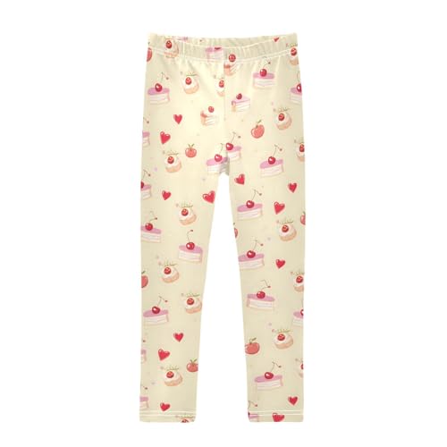 ALAZA Girls' Leggings Children's Yoga Pants Skinny Printed Dance Cake Cream Comfortable 4T