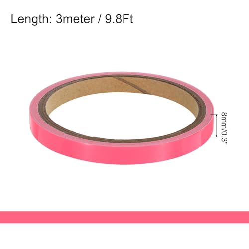 Image of uxcell 4Rolls Glow in The Dark Tape, 0.3 inch x 9.8 ft Fluorescent Adhesive Tape Luminous Tape for Stairs, Walls, Steps, Exit Sign, Home Decoration, Pink