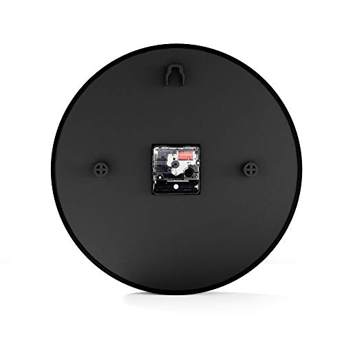 Driini Modern Mid Century Analog Wall Clock (12") – Large, Easy To Read Numbers; Black Metal Frame – Battery Operated With Silent Sweep Hands – Contemporary Decor For Office, Living Room, Or Kitchen #TOP5
