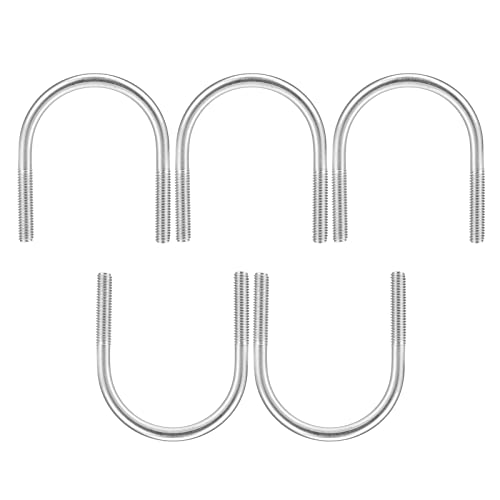 Image of DTGN 2 inchx2.6 inch(DXL) Round U-Bolts - 5Pack - Good for Construction Industry - 304 Stainless Steel Round Bend U Bolt - Silver