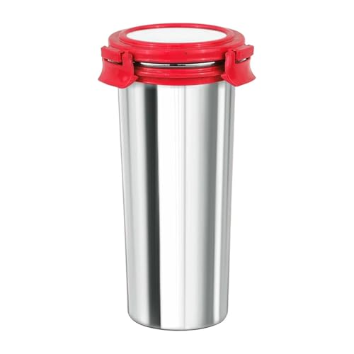 Image of Signoraware Lock N Store Stainless Steel Round Tumbler | Airtight & Leakproof | Compact Design | Easy to Clean | Ideal for Office, School, Travel, and Home Use (500ml | Red)