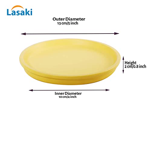 Image of Lasaki Round Ceramic Trays (Plates Saucers) for Pots, planters, Flower, Succulent(Set of 2,Saffron,4 inch) R4(Plants not Included)