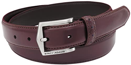 Stacy Adams Men's Plus-Size 30 Mm Pinseal Leather Belt With Brushed Nickel Buckle, Cordovan, 46 #TOP5