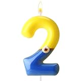 Yellow Blue Cake Topper，Birthday Decorations，Cake Decorations，Yellow Blue Candle Birthday Candle for Boys Girls Kids，Cupcake Toppers (Number 2)