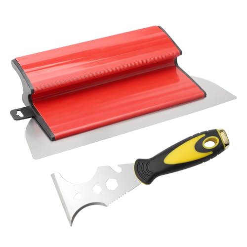 APOMOONS Espátula de superficie de 25 cm, 0,5 cm hoja de acero inoxidable, herramienta con mango ergonómico en Z para, decoración de pared, herramienta de construcción