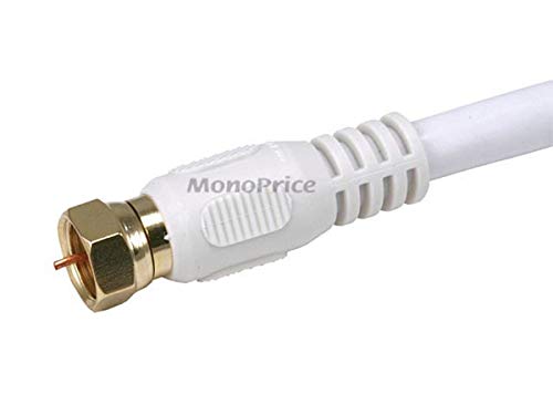 Image of Monoprice 104057 RG6 Quad Shield CL2 Coaxial Cable with F Type Connector,White,3ft