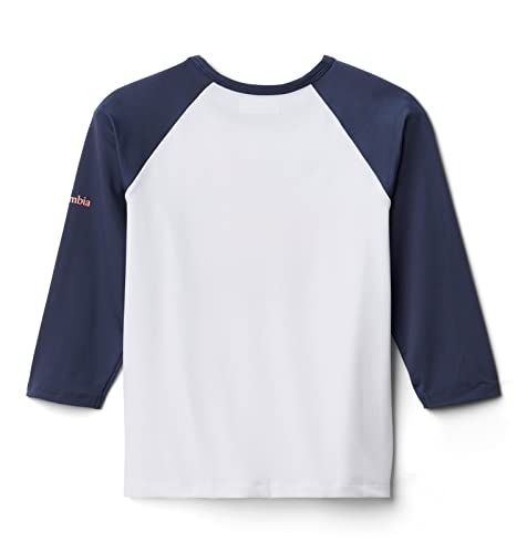 Image of Columbia Youth Unisex Outdoor Elements 3 /4 Sleeve Shirt, White /Nocturnal, Medium