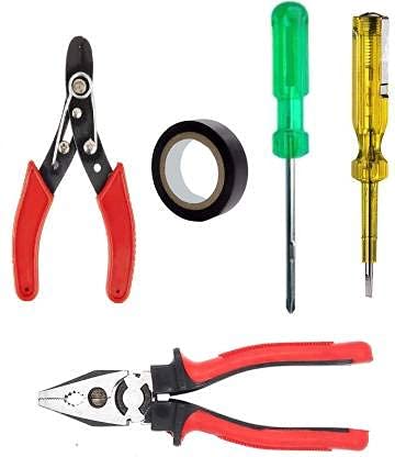 PILERMAN Combo of Plier, 2in1 Screwdriver, Line Tester, Electrical Tape, Wire Cutter Hand Tools Kit (5 Tools)