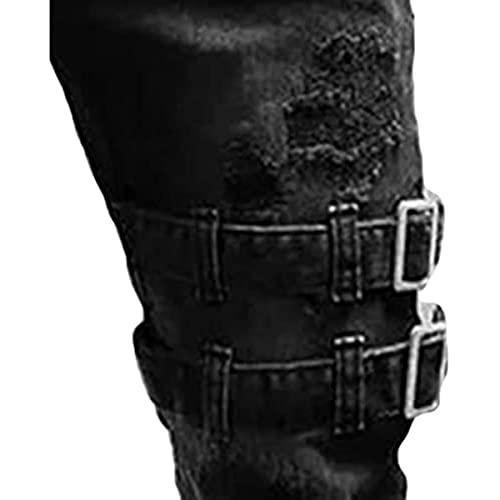 JEKE-DG Men's Ripped Biker Zipper Skinny Jeans Stretchy Slim Fit Fashion Holes Denim Pants Hip Hop Tapered Leg Trouse4