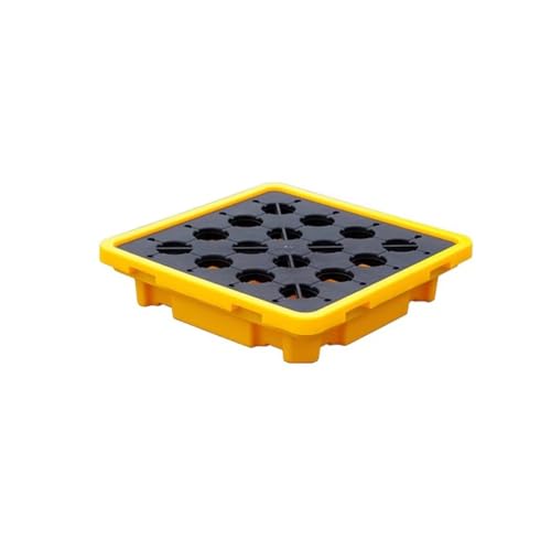 Industrial Modular Spill Containment Pallet with Drain & Forklift Pockets - Safe Storage for Chemical Containers(43L/66x66x15Cm)