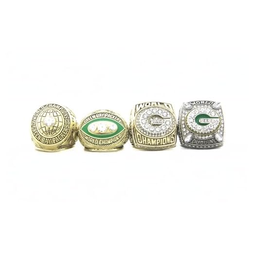 XiaKoMan GB Football 1966 1967 1996 Favre 2010 Rogers Championship Replica rings set with wooden box (4 Rings set)