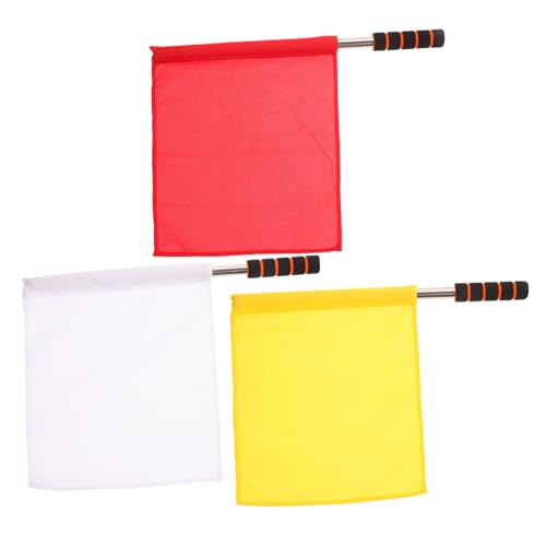 CLISPEED 3 Piezas bandera de control de tráfico banderas de juez de línea de rugby árbitro banderas de partido 10 banderas de señales banderas de juez de línea de voleibol Acero inoxidable