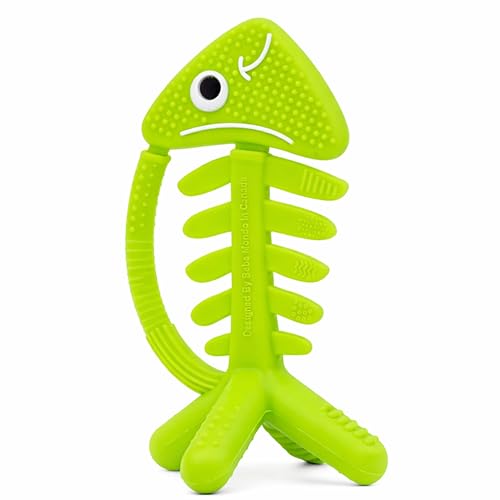 Image of 3 in 1 Infant Toys, Baby Teething Toys 3–6 6–12 Months, Teethers for Babies 0–3–6–12 Months for Teething Relief, Baby Gift, Baby Teether Toys, Silicone Sensory Toys, USA Patent Pending, Fish (Green)