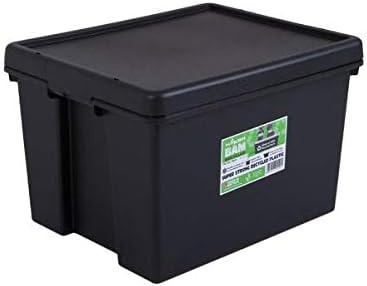 Wham Bam 100% Recycled Super Strong Impact Resistant Black Storage Boxes With Lids 45 Litre 50 x 39.5 x 32cm (1 Box)