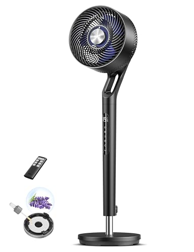 Image of DREO Fan for Bedroom, 2026 New model,120+100 Omni-Directional Oscillating Fan, 96ft, DC Motor, 20 dB Quiet Standing Pedestal Fans, 9 Speeds, 3 Modes, Remote, 37-42 inch Adjustable Height, 8H Timer
