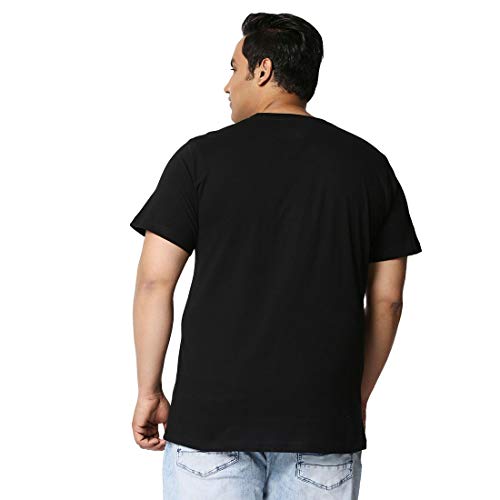 Image of Bewakoof Men's 100% Cotton Solid Regular Fit Round Neck Plus Size T-Shirt