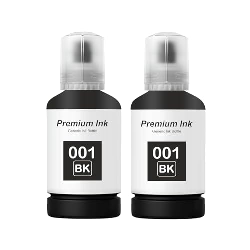Image of 001 Ink Compatible with Epson L3110, L3150, L3152, L3156, L3210, L3211, L3215, L3216, L3250, L3252, L4260, L5190, L1110, L4150, L6170, L4160 Printer (001 Black Ink 2 Pcs)