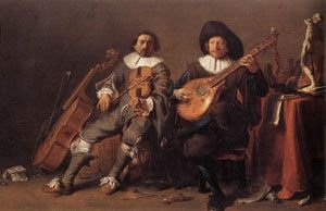Peinture à l'huile Reproductions de The Duet 1635 de Cornelis Saftleven 36x48
