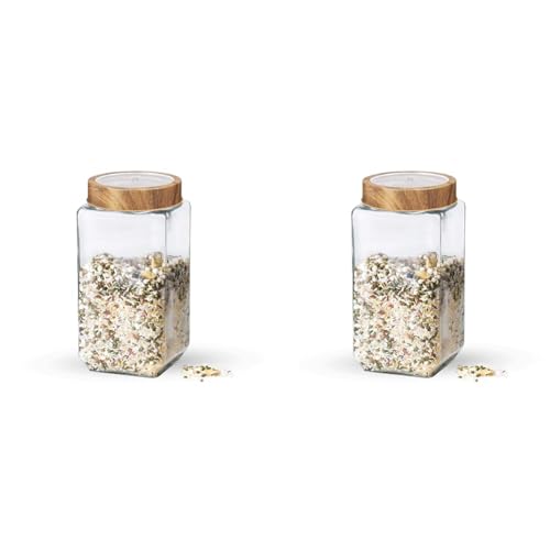 Treo By Milton Woody Cube Glass Jar, 1000 ml, Transparent | Easy ...