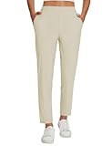 baleaf Womens Travel Pants Lightweight Stretch with Zipper Pockets Petite Ankle Dressy Golf Work Business Casual Twill M