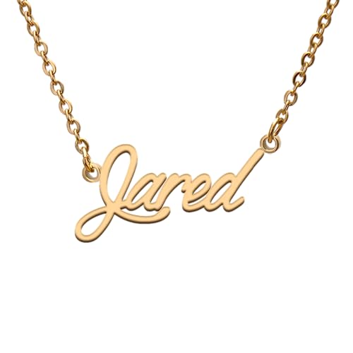 GR859C Jared Name Tag Necklaces for Her His Friends Familys Relationship Memory Jewelry Gift