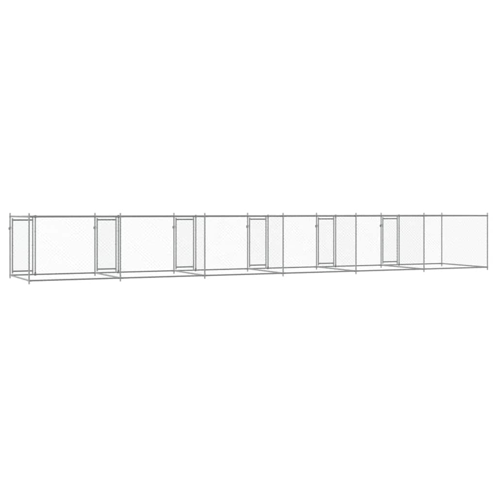 Perrera para perros de acero galvanizado con puertas gris 12 x 2 x 1,5 m, salida para perros cachorros, jaula con seguridad, protección, entrenamiento y separación en el jardín o terraza