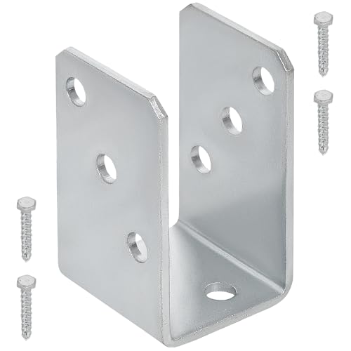 KOTARBAU® Support de poteau en U à visser 50 mm, galvanisé à chaud, la solution parfaite pour assembler différents éléments, argenté