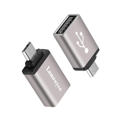 USB to Micro USB Adapter 2 Pack Micro USB Male to USB 2.0 A Female OTG (On-The-Go) Converter Connector Aluminum Alloy Shell Compatible with Samsung Phone S7 S6 LG Flash Drive Mouse Keyboard
