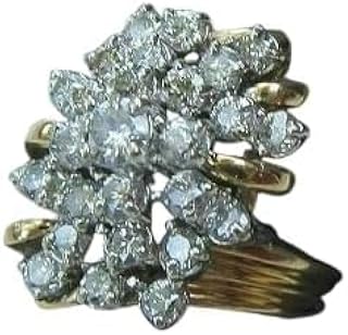 Purvika Jewels 2.00 Carat Lab Created Diamond Waterfall Cluster Cocktail Ring, 14K Yellow Gold Finish